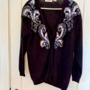 Worthington Black Cardigan with Silver Accents